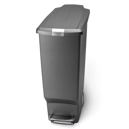 Simplehuman 40 Liter/10.6 Gallon Slim Kitchen Step Trash Can With Secure Slide Lock, Grey Plastic CW1363